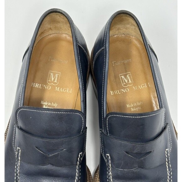 Bruno Magli Navy Blue Leather Penny Loafers main image 7